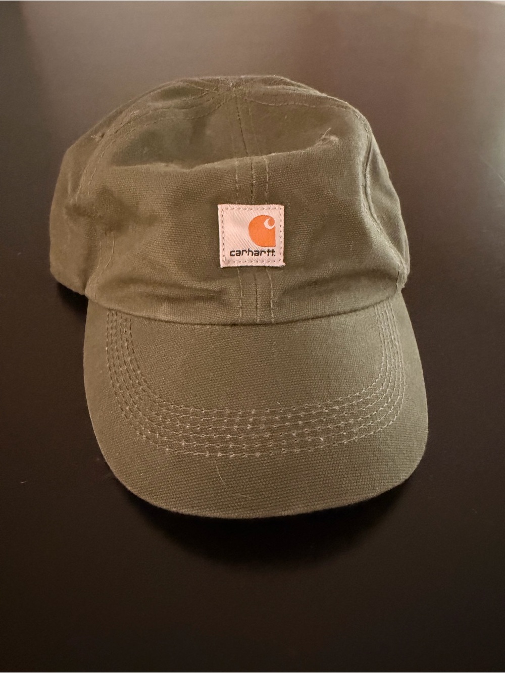 Carhartt Olive Canvas Low-Profile Cap with Logo Patch